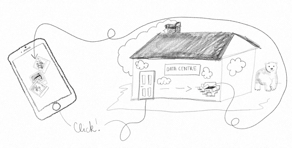 Illustration of the environmental cost of data-centre operations.
